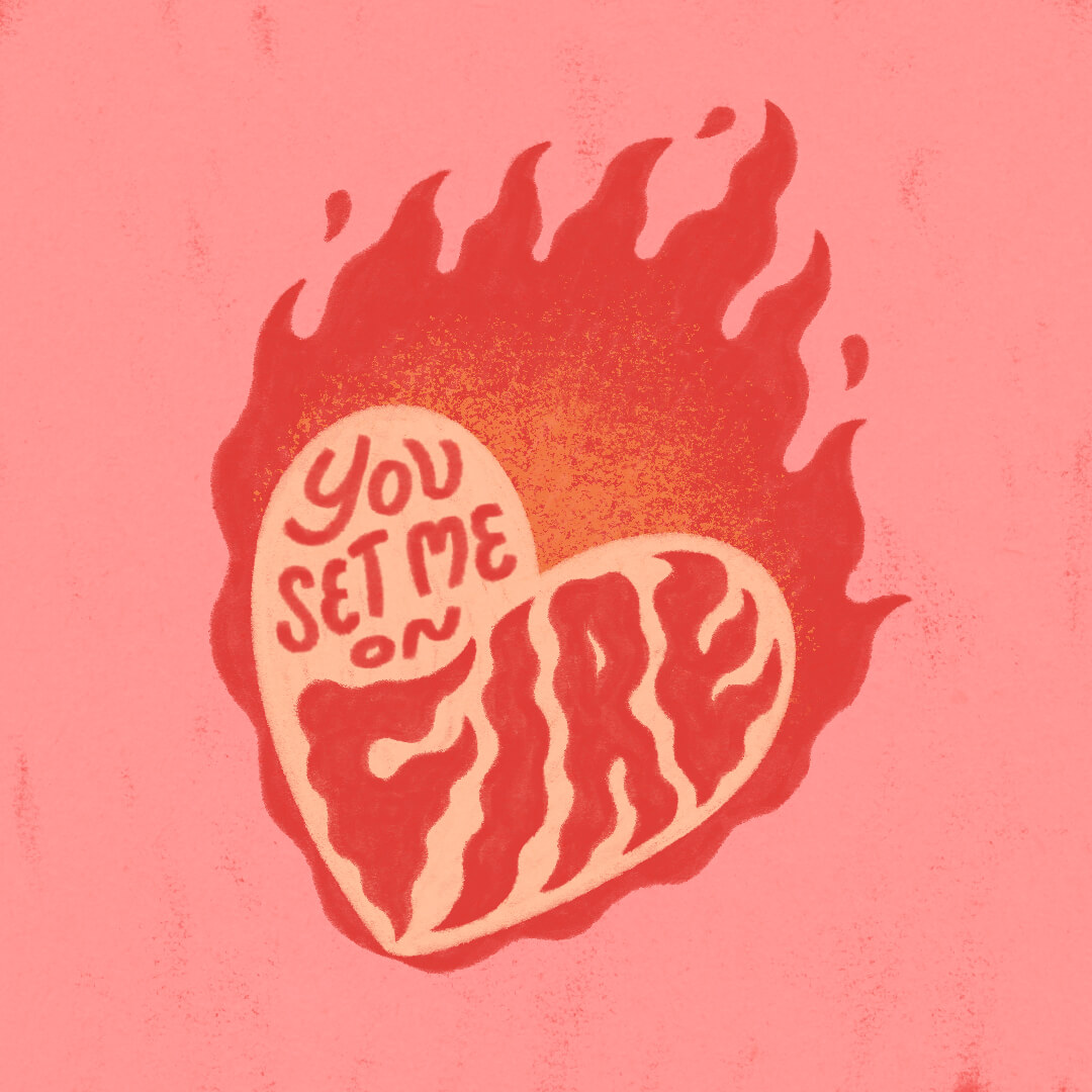 on fire
